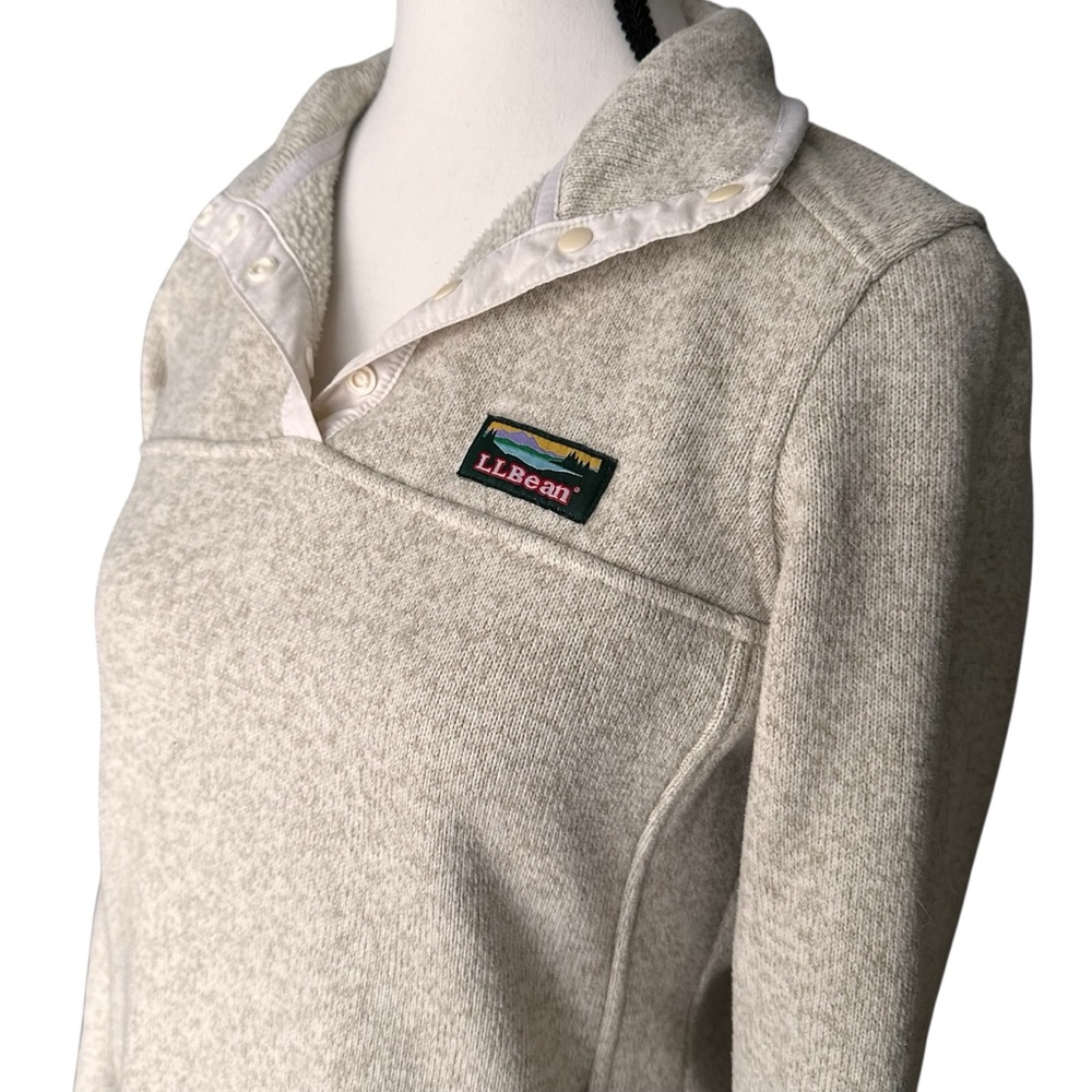 L.L.Bean Classic Outdoorsy Gorpcore Sweater Fleece Pullover - Tan/Oatmeal - XS - Picture 2 of 7